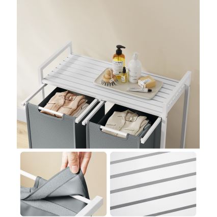 Cesto de roupa REX branco/cinzento