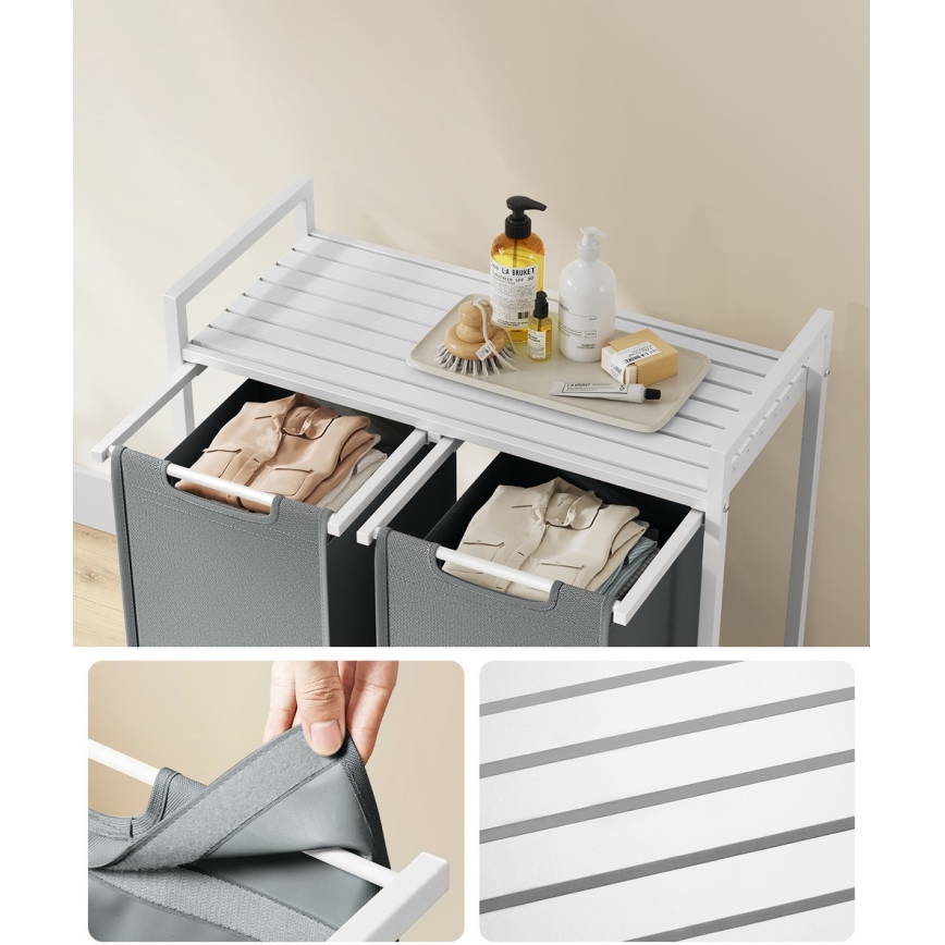 Cesto de roupa REX branco/cinzento