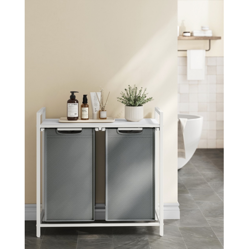 Cesto de roupa REX branco/cinzento