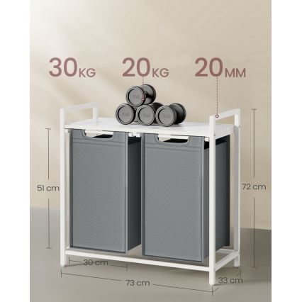 Cesto de roupa REX branco/cinzento