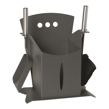 Cesto para pellets com ferramentas 3 pçs antracite