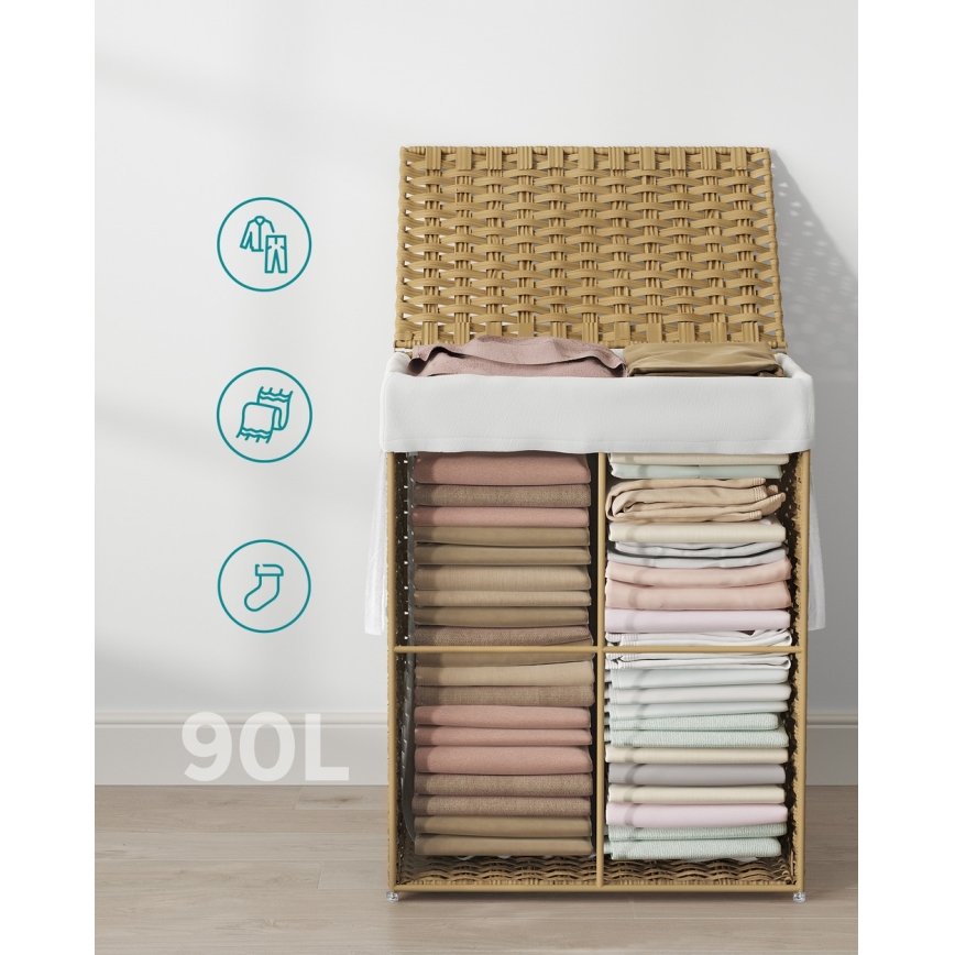 Cesto para roupa FLYN em rattan