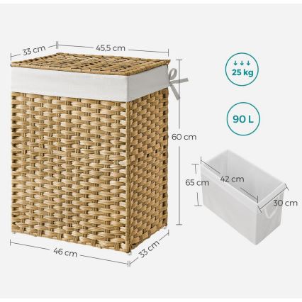 Cesto para roupa FLYN em rattan