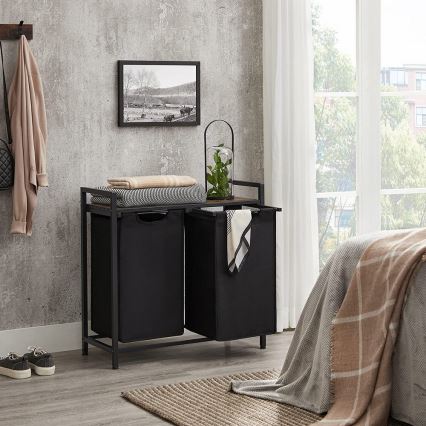 Cesto para roupa REX 73x72x33 cm castanho/preto
