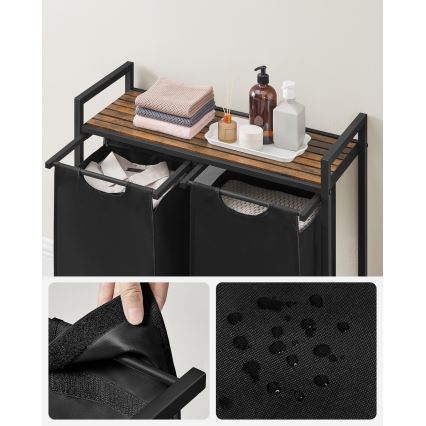 Cesto para roupa REX 73x72x33 cm castanho/preto