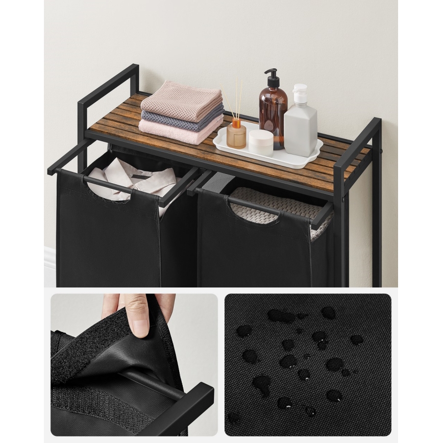 Cesto para roupa REX 73x72x33 cm castanho/preto