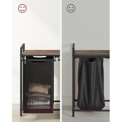 Cesto para roupa REX 73x72x33 cm castanho/preto