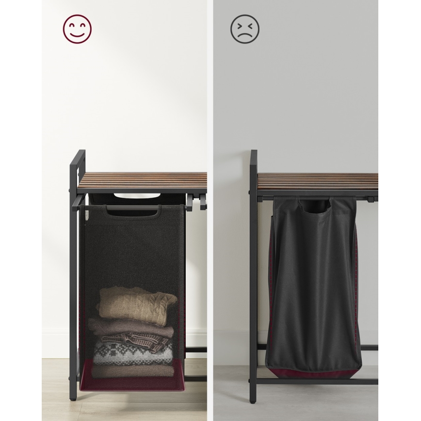 Cesto para roupa REX 73x72x33 cm castanho/preto