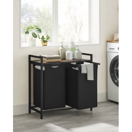 Cesto para roupa REX 73x72x33 cm castanho/preto