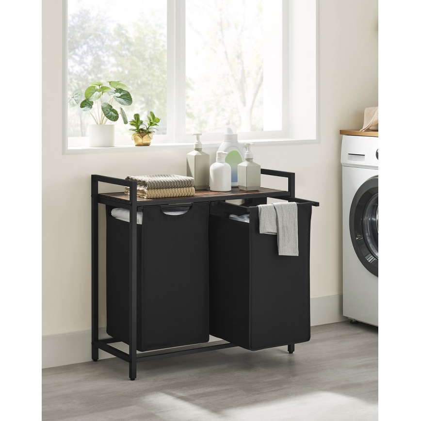 Cesto para roupa REX 73x72x33 cm castanho/preto