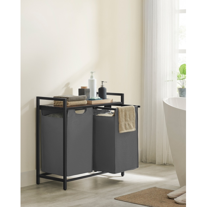 Cesto para roupa REX castanho/cinzento