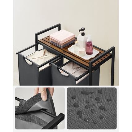 Cesto para roupa REX castanho/cinzento