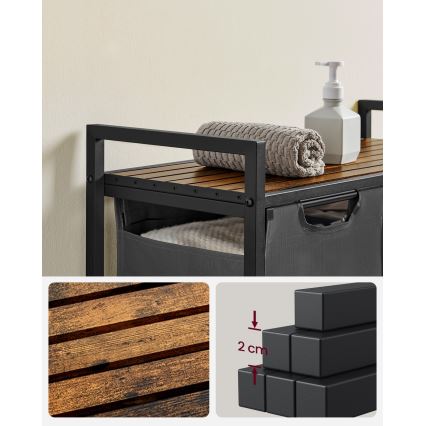 Cesto para roupa REX castanho/cinzento