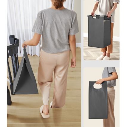 Cesto para roupa REX castanho/cinzento