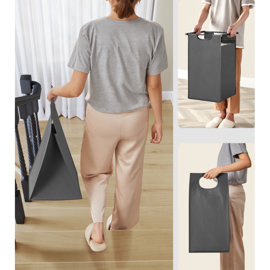 Cesto para roupa REX castanho/cinzento