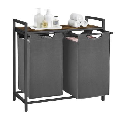 Cesto para roupa REX castanho/cinzento