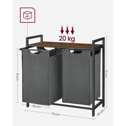 Cesto para roupa REX castanho/cinzento