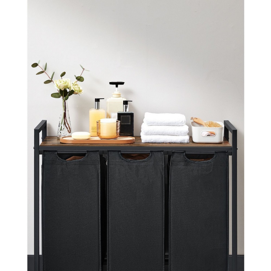 Cesto para roupa REX castanho/preto