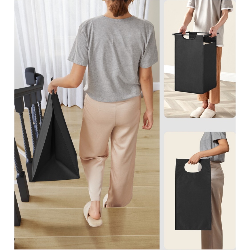 Cesto para roupa REX castanho/preto