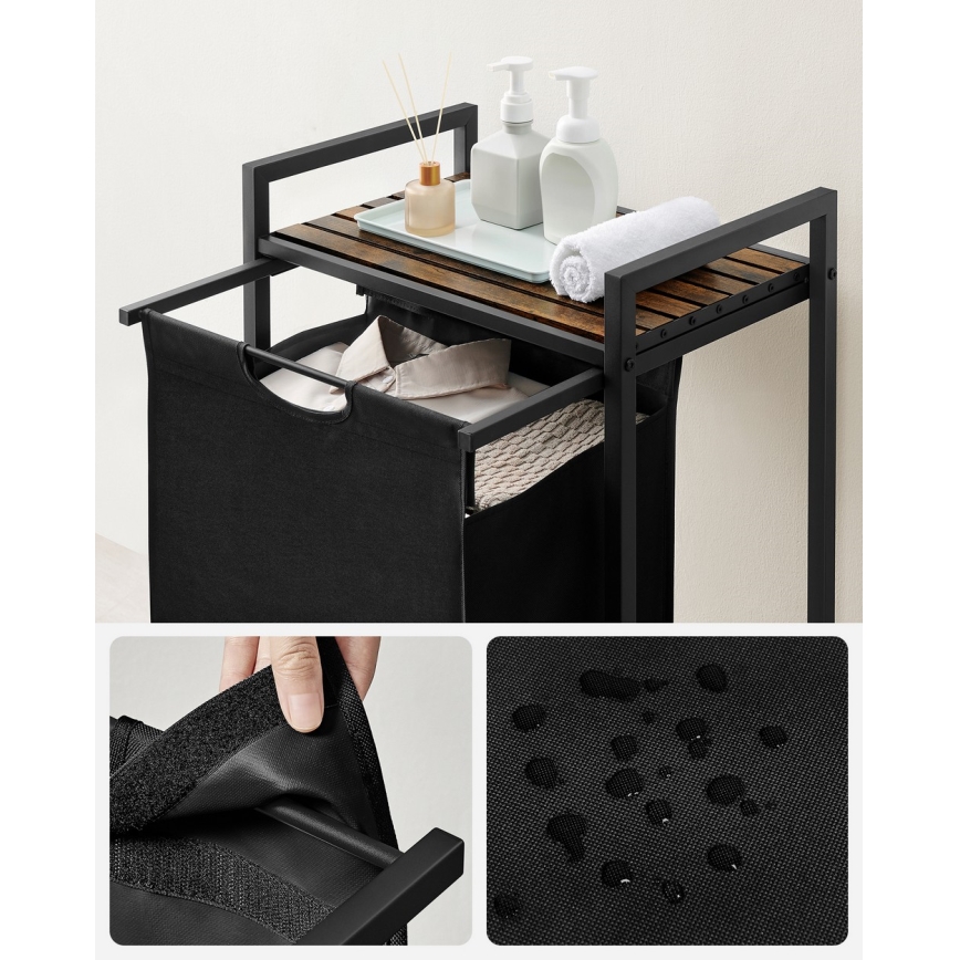 Cesto para roupa REX castanho/preto