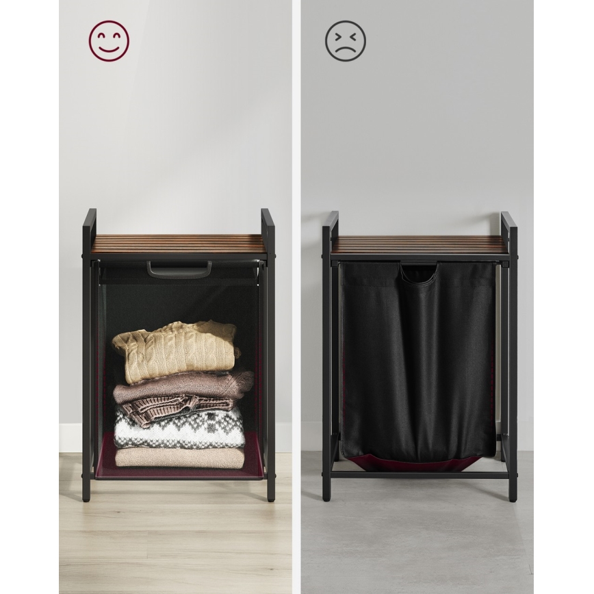 Cesto para roupa REX castanho/preto