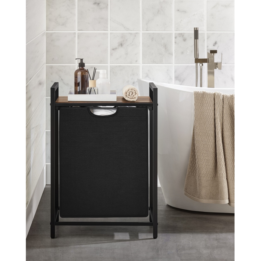 Cesto para roupa REX castanho/preto