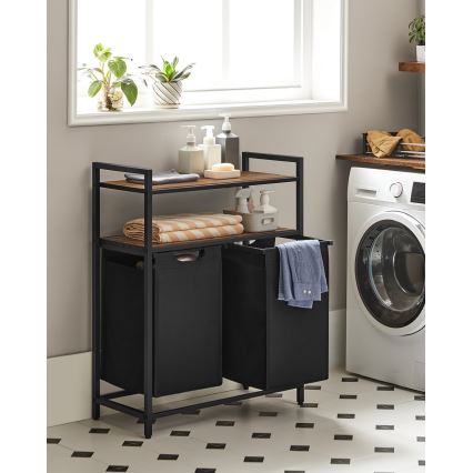 Cesto para roupa REX castanho/preto