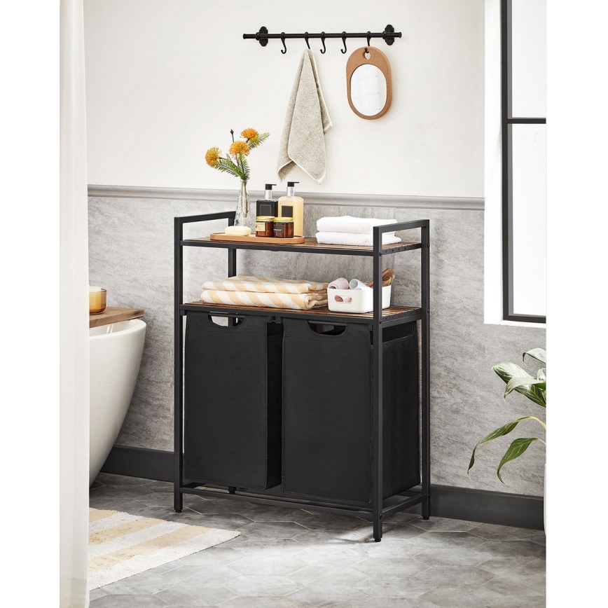 Cesto para roupa REX castanho/preto