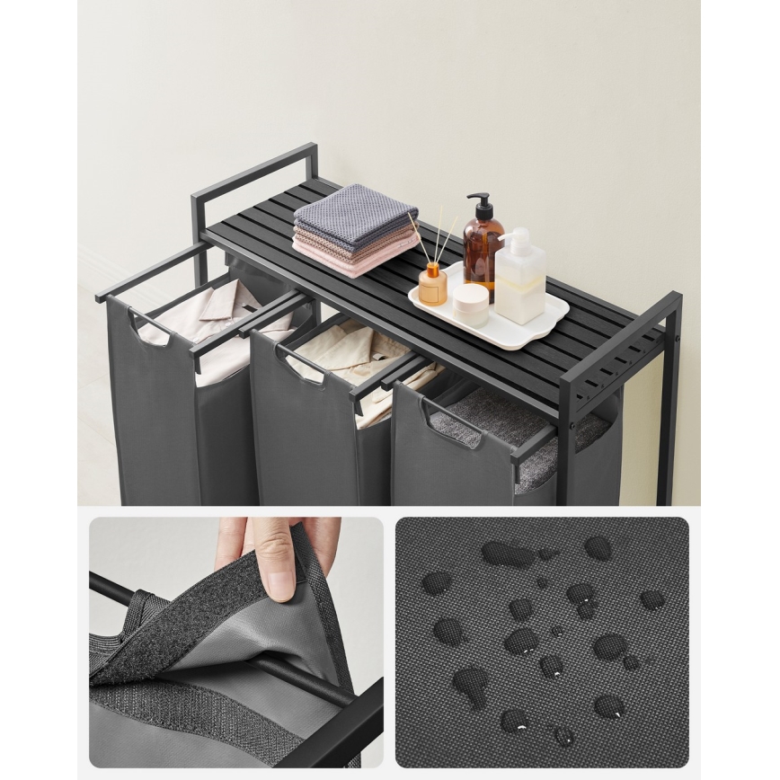 Cesto para roupa REX preto/cinzento