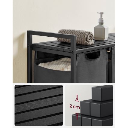 Cesto para roupa REX preto/cinzento