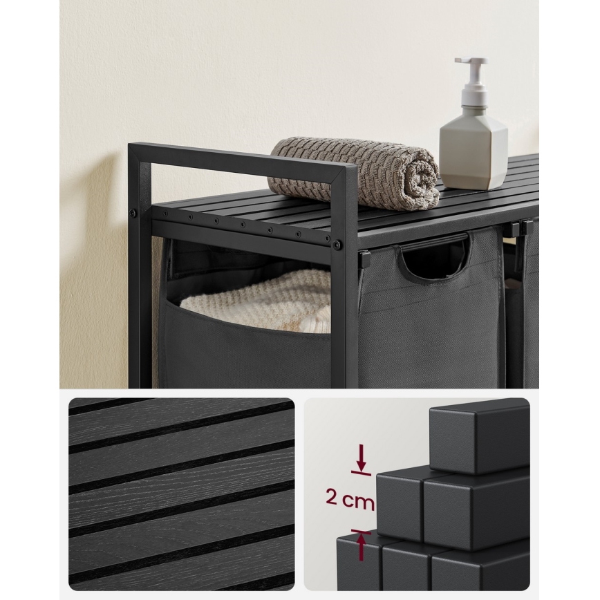 Cesto para roupa REX preto/cinzento