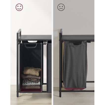 Cesto para roupa REX preto/cinzento