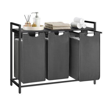 Cesto para roupa REX preto/cinzento