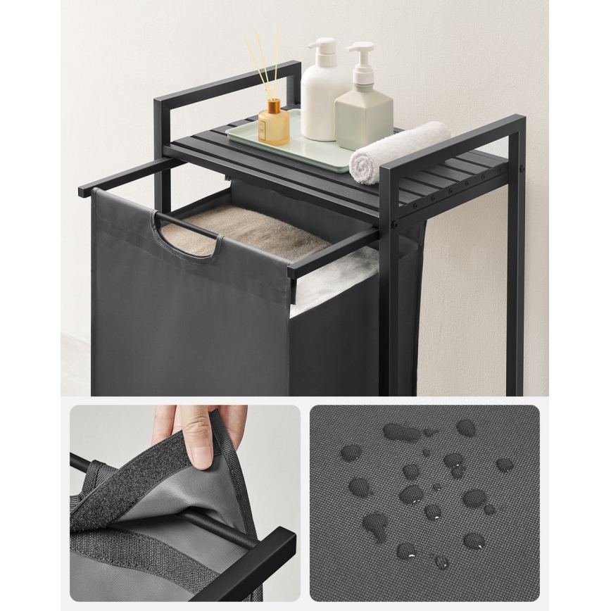 Cesto para roupa REX preto/cinzento