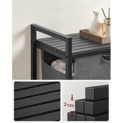 Cesto para roupa REX preto/cinzento