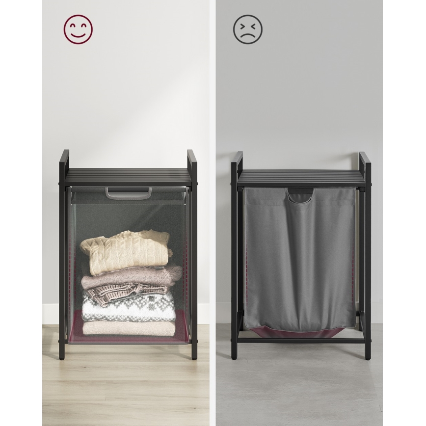 Cesto para roupa REX preto/cinzento