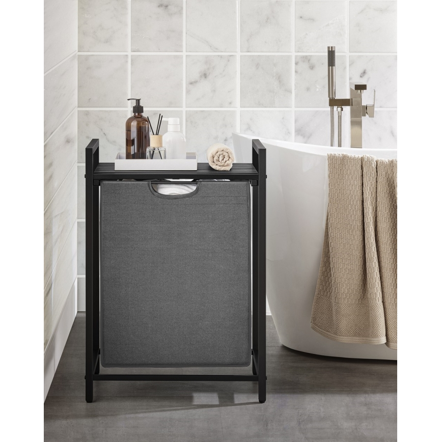 Cesto para roupa REX preto/cinzento