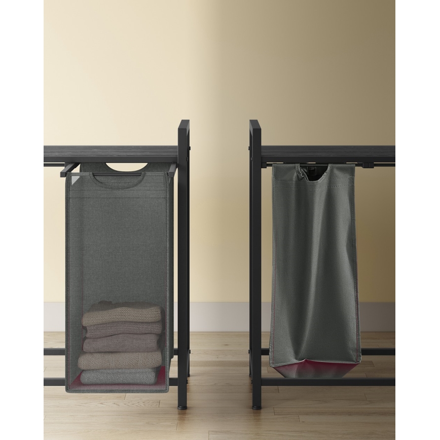 Cesto para roupa REX preto/cinzento