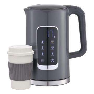 Chaleira com visor LCD 1,7 l 2200W/230V cinzento + copo de viagem 450 ml