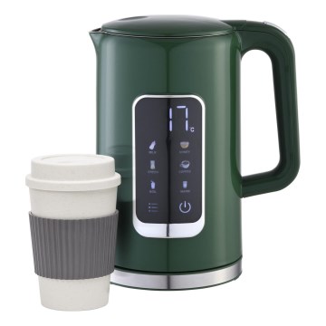Chaleira com visor LCD 1,7 l 2200W/230V verde + copo de viagem 450 ml