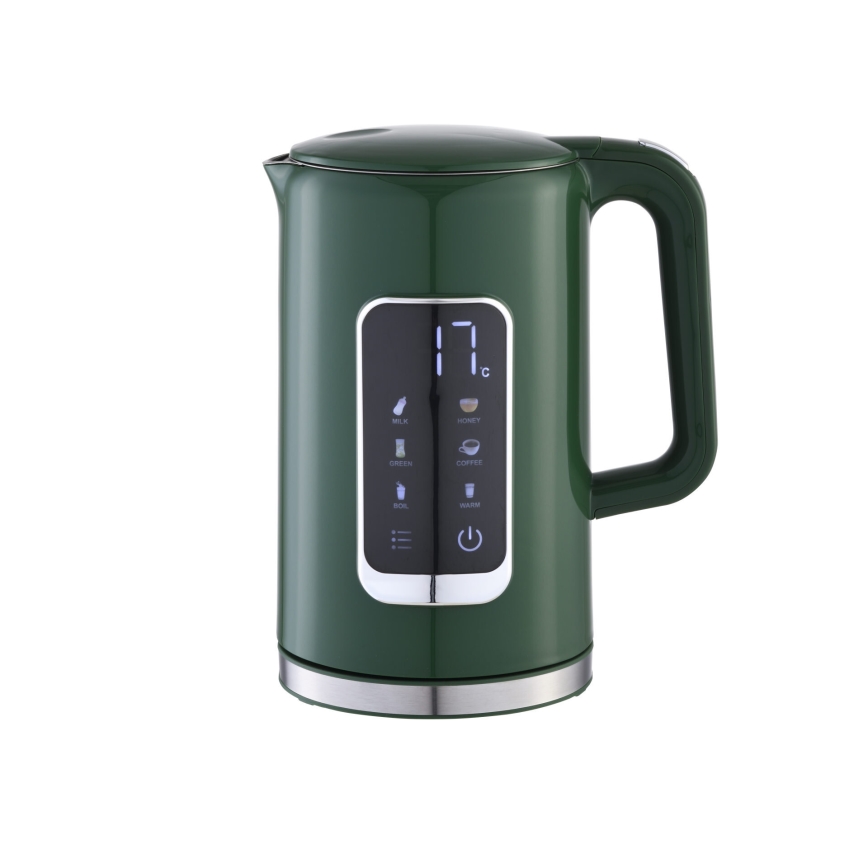 Chaleira com visor LCD 1,7 l 2200W/230V verde + copo de viagem 450 ml