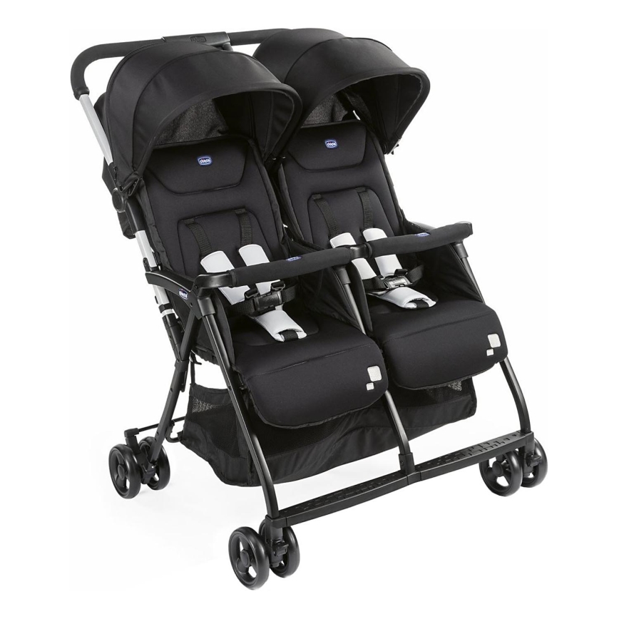 Chicco - Carrinho de bebé para gémeos OHLALA TWIN Black Noite preto