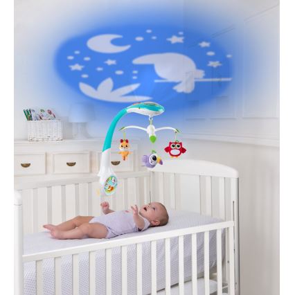 Chicco - Crib telemóvel com projector MAGIC FOREST 3xAA