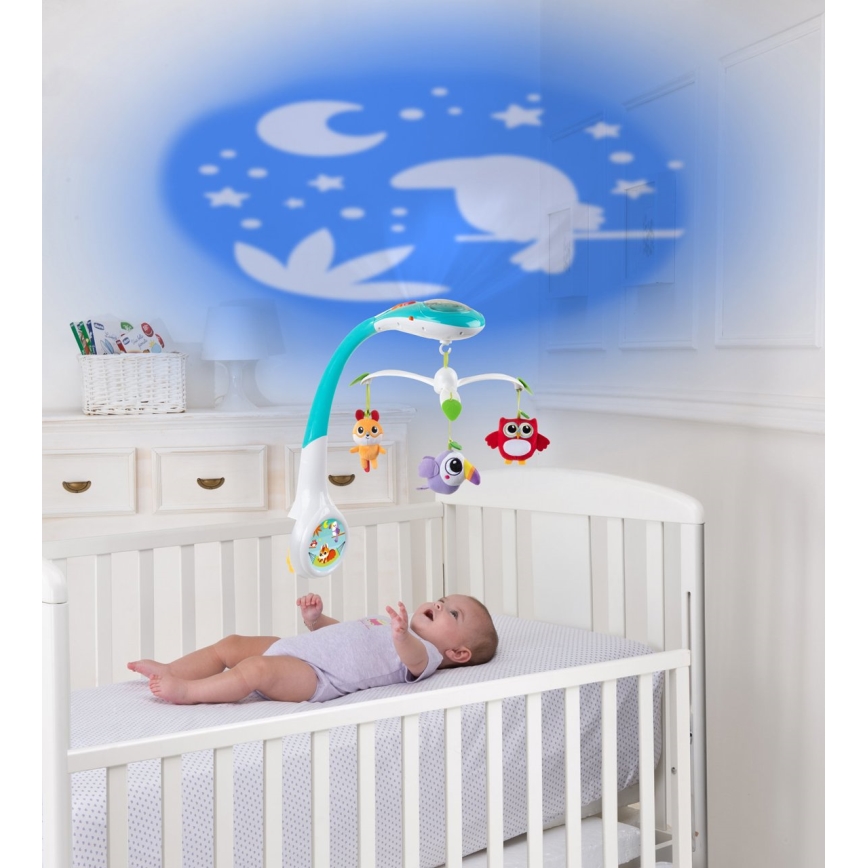 Chicco - Crib telemóvel com projector MAGIC FOREST 3xAA