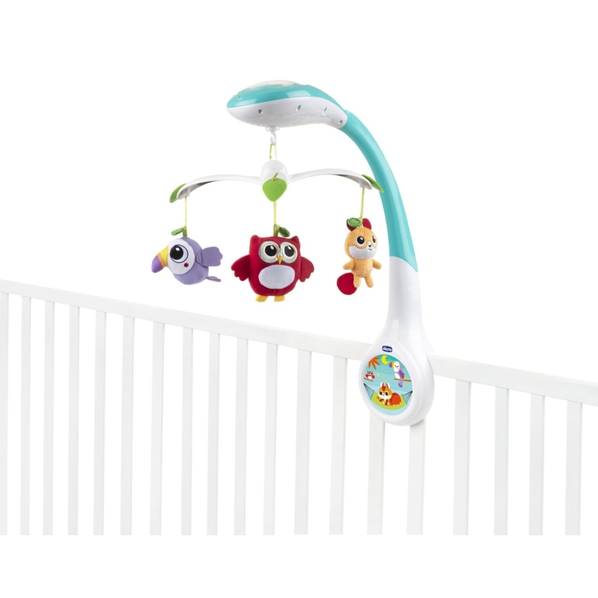 Chicco - Crib telemóvel com projector MAGIC FOREST 3xAA