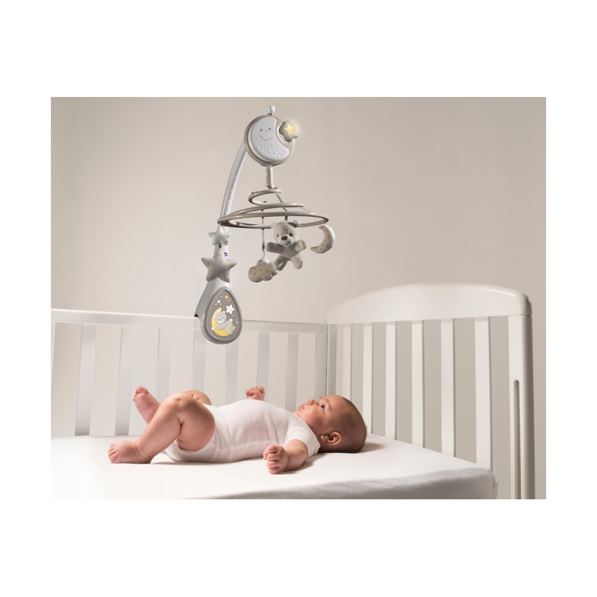 Chicco - Mobil de berço com melodia 3em1 NEXT2DREAMS 3xAA cinzento