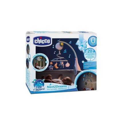 Chicco - Móbile para berço com melodia 3em1 NEXT2DREAMS 3xAA azul