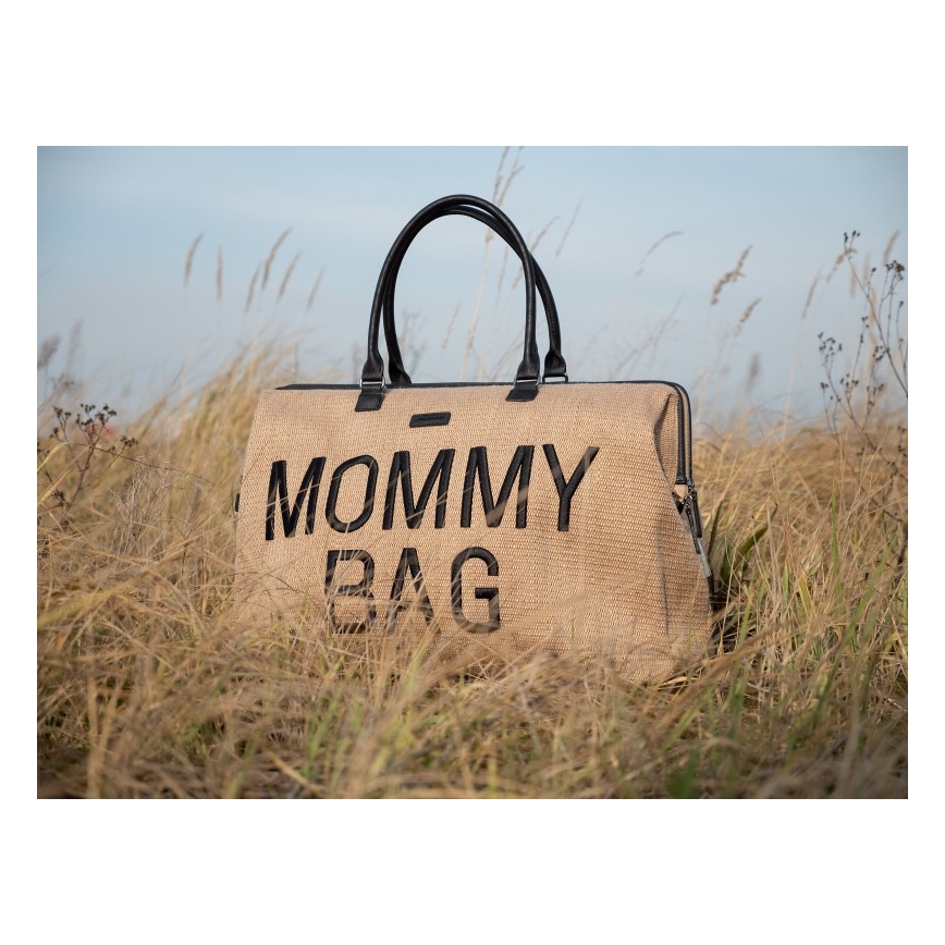Childhome - Mala de muda da roupa MOMMY BAG RAFFIA LOOK bege