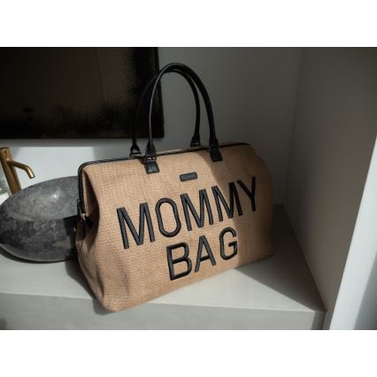 Childhome - Mala de muda da roupa MOMMY BAG RAFFIA LOOK bege