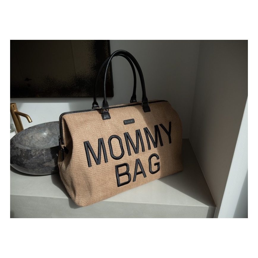 Childhome - Mala de muda da roupa MOMMY BAG RAFFIA LOOK bege